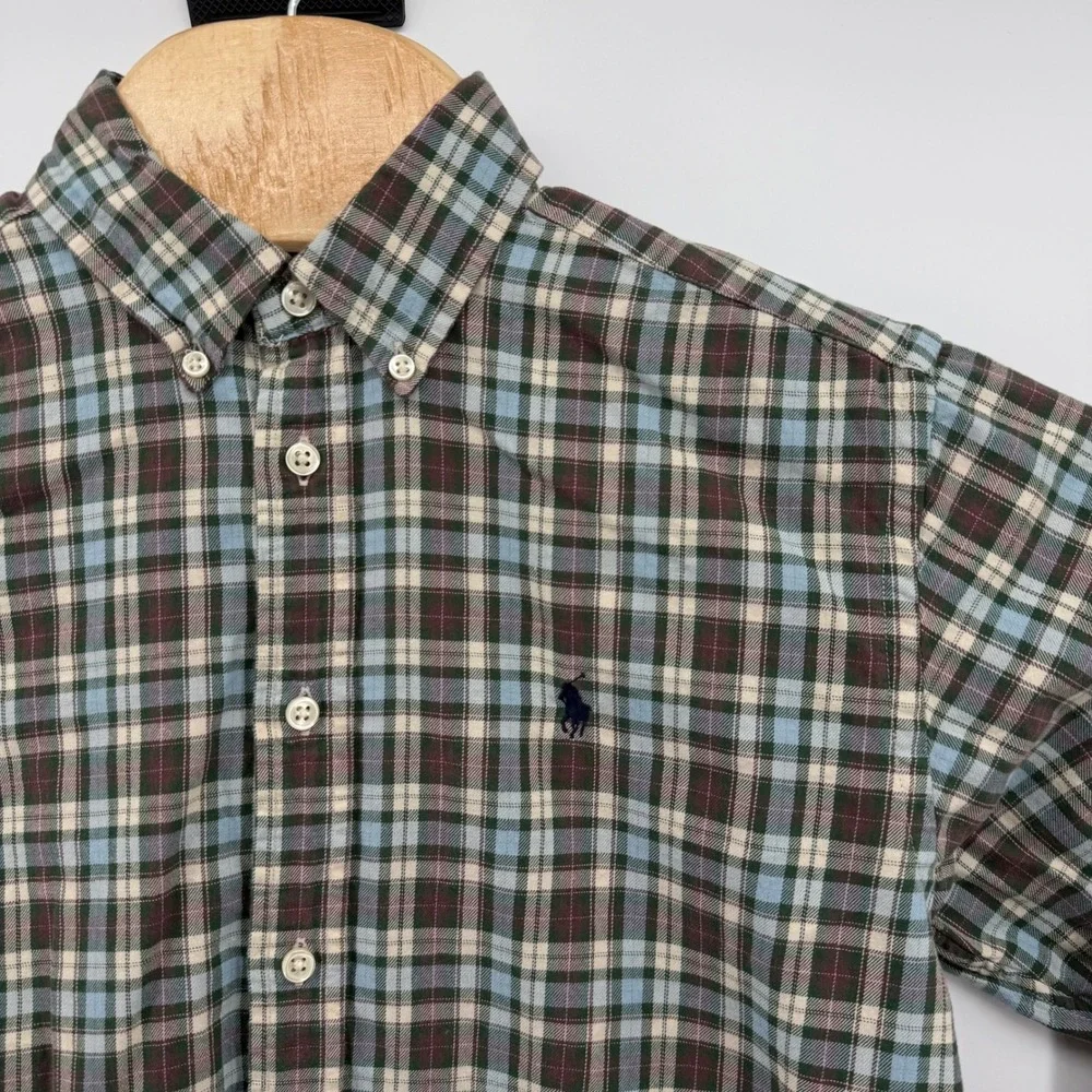 Kids Ralph Lauren Plaid Button‎ Down Shirt Long Sleeve Cotton Large 16/18
